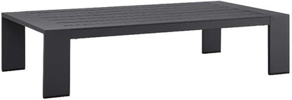 Pemberly Row Modern Outdoor Patio Coffee Table, Powder-Coated Aluminum, Gray Finish, Rectangular 51" W x 26.5" D x 12" H, Weather-Resistant with Non-Marking Foot Glides for Deck or Patio Use