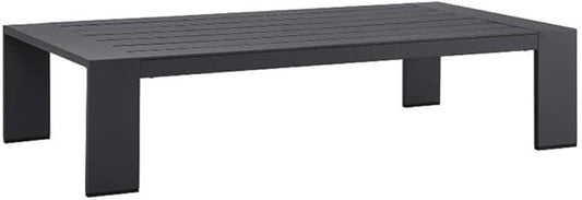 Pemberly Row Modern Outdoor Patio Coffee Table, Powder-Coated Aluminum, Gray Finish, Rectangular 51" W x 26.5" D x 12" H, Weather-Resistant with Non-Marking Foot Glides for Deck or Patio Use