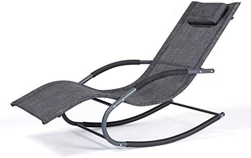 Outdoor Lounge Chair, Chaise Lounge for Patio & Lawn, Pool Lounge Chairs with Removable Pillow, Dark Grey - Photo 1
