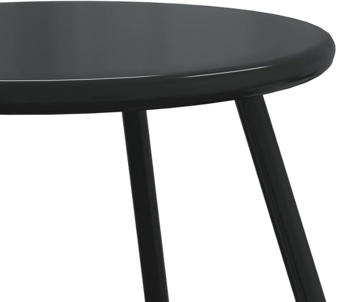 Set of 2 Black Powder-Coated Steel Round Garden Coffee Tables for Indoor and Outdoor Use with Modern Design and Durable - Photo 6