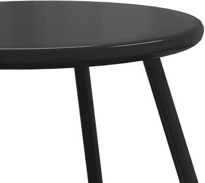 Garden Coffee Table Set of 2 Black Powder-Coated Steel Small Poolside Table Coffee Tables for Garden Backyard