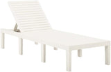 Sun Lounger with Cushion Plastic White Chaise Lounge Outdoor Chaise Lounge for Yard Poolside - Photo 6