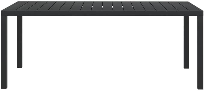 vidaXL Weather- Garden Terrace Patio Table – Durable, Easy-to-Assemble Black Outdoor Table with WPC Top and Powder-Coated Aluminum Frame – 72."x35.4"x29.1"