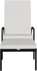 Sun Lounger Black, Cream White Pool Chair Recliner Chair Chaise Lounge for Poolside Backyard - Photo 4
