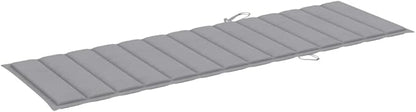 Sunlounger Grey, Brown Acacia Wood, Polyester Large, 4-Position Adjustable Backrest with Wheels for Patio and Garden, Durable Outdoor Furniture, Comfortable Sunbathing Chair