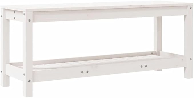 vidaXL Garden Bench White Solid Pine Wood Standard Garden Bench