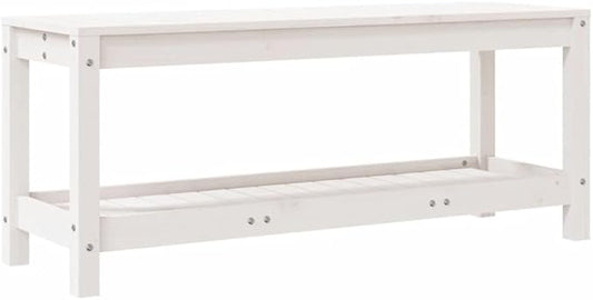 vidaXL Garden Bench White Solid Pine Wood Standard Garden Bench