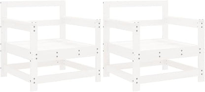 Set of 2 Outdoor Garden Chairs, Solid Pine Wood Patio Furniture with Rustic Design, Comfortable Seating for Backyard, Porch, and Terrace, White
