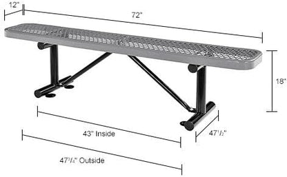 Global Industrial 6'L Heavy Duty Expanded Metal Mesh Flat Bench with Steel Frame, Portable Outdoor Bench, 1000 lbs Capacity, Gray, 72" L x 14-1/2"W x 18" H