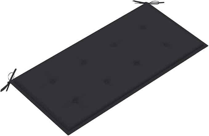 Solid Teak Wood Garden Bench Outdoor Furniture Brown Rectangular with Polyester Cushion for Patio Balcony Terrace Comfortable Seating Accommodates Two People 44.1 Inch Length