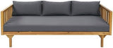 Merax Outdoor Acacia Wood Conversation Set - Patio 3-Seat Loveseat Sofa w/Coushion and Round Coffee Table for Backyard - Photo 3