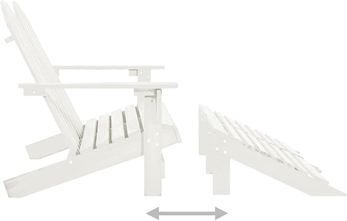 White 2-Seater Adirondack Chair with Ottoman, Ergonomic Outdoor Furniture, Durable Fir Wood Patio Seating for Garden, Balcony, and Relaxation