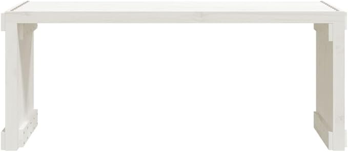 White Solid Pine Wood Extendable Garden Bench for Outdoor Seating, Large Adjustable Patio Furniture with Durable Construction and Easy Maintenance, 44.5 in to 83.7