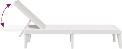 White Adjustable Outdoor Chaise Lounge Chair PP 73"x24"x11" Lightweight Poolside Lounger Multi-Position Backrest for Patio, Garden & Balcony USA Use