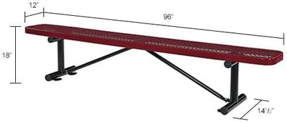 Global Industrial 8'L Heavy Duty Expanded Metal Mesh Flat Bench with Steel Frame, Portable Outdoor Bench, 1000 lbs Capacity, Red, 96" L x 14-1/2"W x 18" H