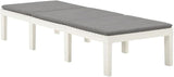 Sun Lounger with Cushion Plastic White Chaise Lounge Outdoor Chaise Lounge for Yard Poolside - Photo 3