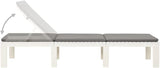 Sun Lounger with Cushion Plastic White, Outdoor Chaise Lounge Chair for Beach, Sunbathing, Patio, Pool, Lawn, Deck - Photo 7