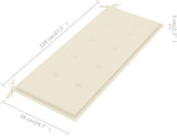 vidaXL Bench Teak, Cream Solid Teak Wood, 100% Polyester Standard 2-Seater - Photo 3
