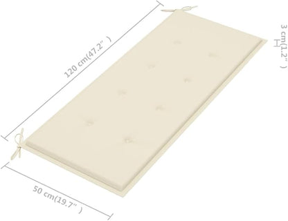 vidaXL Bench Teak, Cream Solid Teak Wood, 100% Polyester Standard 2-Seater