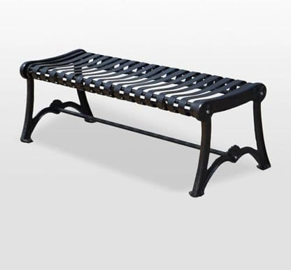 Sturdy Outdoor Metal Garden Bench, Cast Iron with Armrests & Backrest, All-Weather Slatted Seat for Patio, Yard, Entryway, Durable & Stylish Furniture