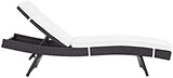 Modway Convene Wicker Rattan Outdoor Patio Chaise Lounge Chairs in Espresso White - Set of 4 - Photo 4