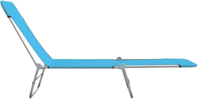 Folding Blue Outdoor Chaise Lounge Set of 2, 72 x 22 x 9 in Powder-Coated Steel, Adjustable Backrest, Lightweight Beach Lounge Chair for Patio Poolside Garden