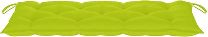 Bright Green Folding Garden Bench with Waterproof Cushion, Natural Bamboo Frame, 100% Polyester Fabric, Portable Outdoor Seating for Patio, Terrace, Durable Weather-Resistant