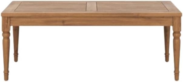 Brown Solid Wood Coffee Table for Patio, Rectangular Coffee Table with Timeless Design for Garden, Deck, or Outdoor Seating Areas