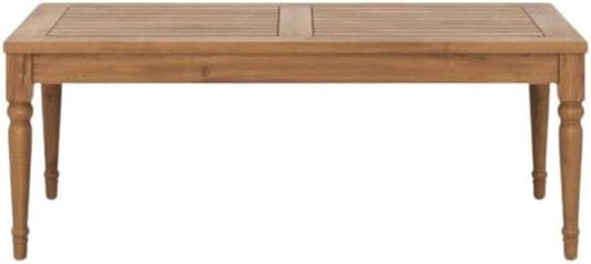 Brown Solid Wood Coffee Table for Patio, Rectangular Coffee Table with Timeless Design for Garden, Deck, or Outdoor Seating Areas