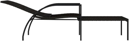 PE Rattan Outdoor Chaise Lounge 76.8 x 23.6 x 40.2 in Brown Matte Sun Lounger with Adjustable Backrest 21.7-40.2° & Footrest for Patio Poolside Garden Terrace