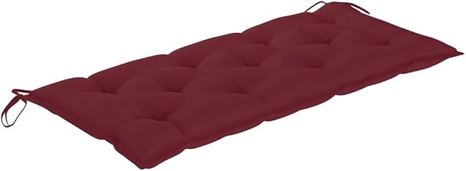 vidaXL Solid Acacia Wood Patio Bench with Wine Red Cushion - Versatile Garden, Deck, Hallway Seating Furniture, with Armrests, Outdoor/Indoor Use, Easy to Assemble, ic Charm