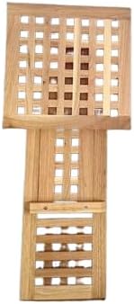 Foldable Wooden Side Table with Lattice Design – Compact Square Accent Table for Indoors & Outdoors – Solid Elm Wood Folding Table for Patio, Balcony, Bedroom, Living Room, or Garden Use