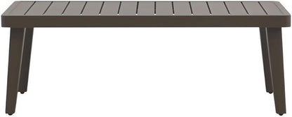 Brown Metal Outdoor Coffee Table for Patio, Rectangular Design with Durable Frame, Coffee Table for Outside Relaxation and Dining