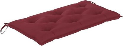 Traditional Teak Wood Patio Bench with Wine Red Cushion, Solid Teak Frame and Polyester Fabric for Outdoor Garden, Patio, Balcony Seating, Durable Weather-Resistant Furniture