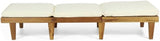 Acacia Wood Outdoor Chaise Lounge Chair with Cushion, Adjustable Recline Patio Lounger for Pool - Photo 3