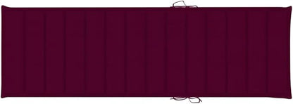 Sunlounger with Wine Red Cushion and Natural Acacia Wood Frame, Adjustable Backrest and Wheels for Outdoor Patio Poolside Relaxation, Durable Weather-Resistant Garden