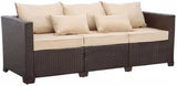Outdoor Furniture Couch 3 Seater Sofa Outdoor Brown Wicker Sofa Deep Seat High Backrest Patio Couch with Non-Slip - Photo 9