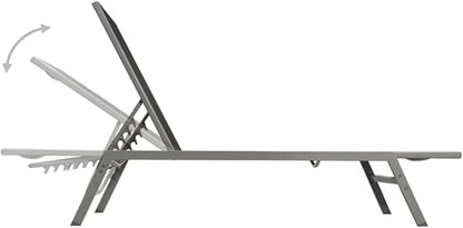 Outdoor Chaise Lounge Beach Lounge Chair Sun Chair Sun Loungers 2 pcs with Table Steel and Textilene Black