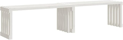 White Solid Pine Wood Extendable Garden Bench Large Outdoor Seating Furniture for Patio Balcony