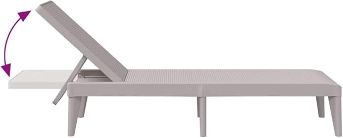 Adjustable Sun Lounger for Garden Patio, Brown Polypropylene Outdoor Recliner Chair, Ergonomic Basketweave Design - Photo 7