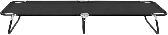 Folding Black Sun Lounger 22.8 x 74.8 x 11 in, Powder-Coated Steel Frame, 600D Polyester with PE Coating, Compact & Lightweight for Garden Patio Poolside Balcony Outdoor Seating