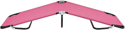 Pink Powder-Coated Steel Large Foldable Sun Lounger with Black Frame, 22.8 Inch Wide Seat, Supports 264.6 lbs, Foldable Design for Outdoor Relaxation, Beach, Garden,