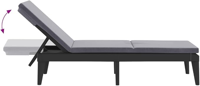 Anthracite Adjustable Sun Lounger, UV-Resistant Polypropylene Outdoor Chaise Lounge Chair - Photo 6