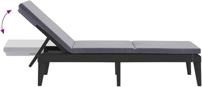 Anthracite Adjustable Sun Lounger, UV-Resistant Polypropylene Outdoor Chaise Lounge Chair, 73.2 inch Patio Recliner for Garden, Poolside, Balcony, 242.5 lbs Capacity