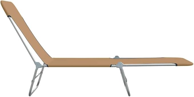 Folding Taupe Sunlounger, Set of 2, 71.7"x22", Steel Frame, Oxford Fabric, Adjustable Backrest & Armrest, 265 lb, Patio Pool Garden