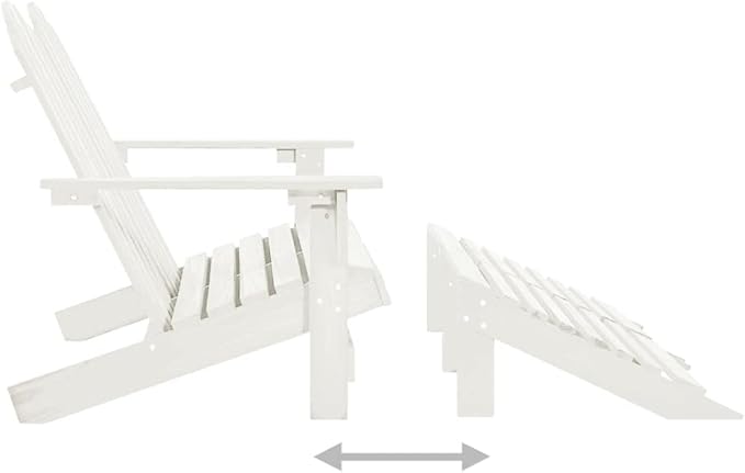 White Fir Wood 2-Seater Ergonomic Adirondack Chair with Ottoman for Outdoor Patio Garden - Photo 5