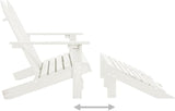 White Fir Wood 2-Seater Ergonomic Adirondack Chair with Ottoman for Outdoor Patio Garden - Photo 5