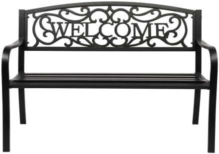 50" Outdoor Garden Bench, Patio Furniture Metal Outdoor Chair with Cast Iron Frame - Photo 1