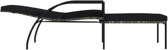 Sun Lounger Grey PE Rattan, Galvanized Steel, Fabric (100% Polyester) Recliner Chair Garden Sun Lounger Relaxing Chair for Patio Garden