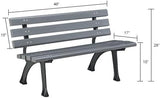 Global Industrial 4'L Outdoor Park Bench with Backrest, Recycled Plastic Slats, Wrought Iron Frame, 1100 lbs Capacity - Photo 2